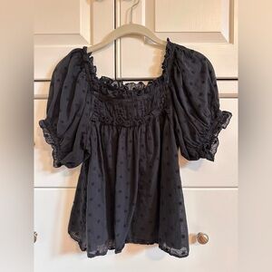 Doen Black Frances Smocked Blouse